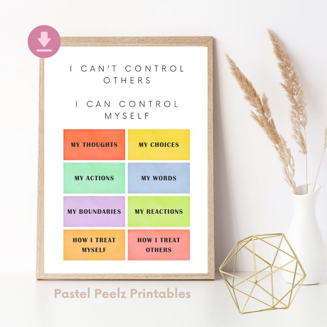 Things I Can Control Poster Printable | Rainbow Calm Corner Wall Art ...