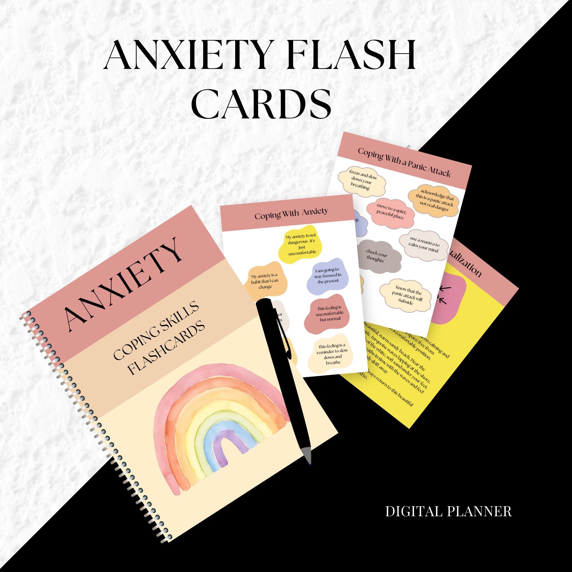 Anxiety Coping Skills Flashcards: Teen Mental Health, Therapy Office ...