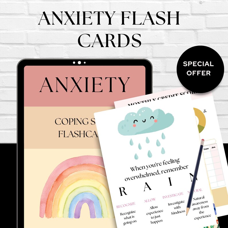 Anxiety Coping Skills Flashcards: Teen Mental Health, Therapy Office ...