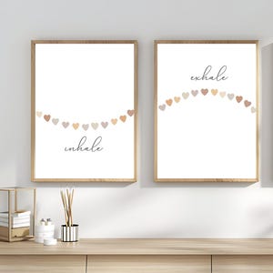 Inhale Exhale Printable Set | Achtsamkeits-Wand-Kunst | ruhige Ecke Dekor | Yoga-Atmung Poster | Therapiebüro | Minimalistisch bedruckbar