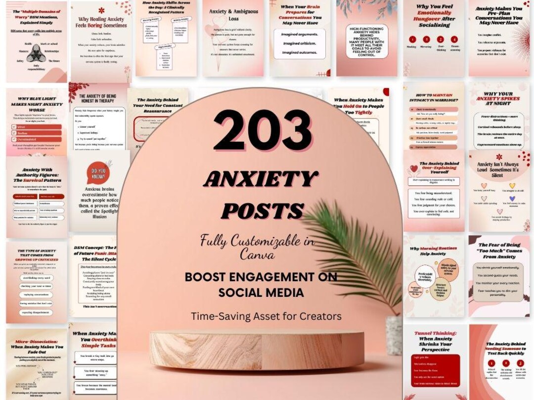 Anxiety Instagram Post Templates for Wellness Coaches (203 Editable ...