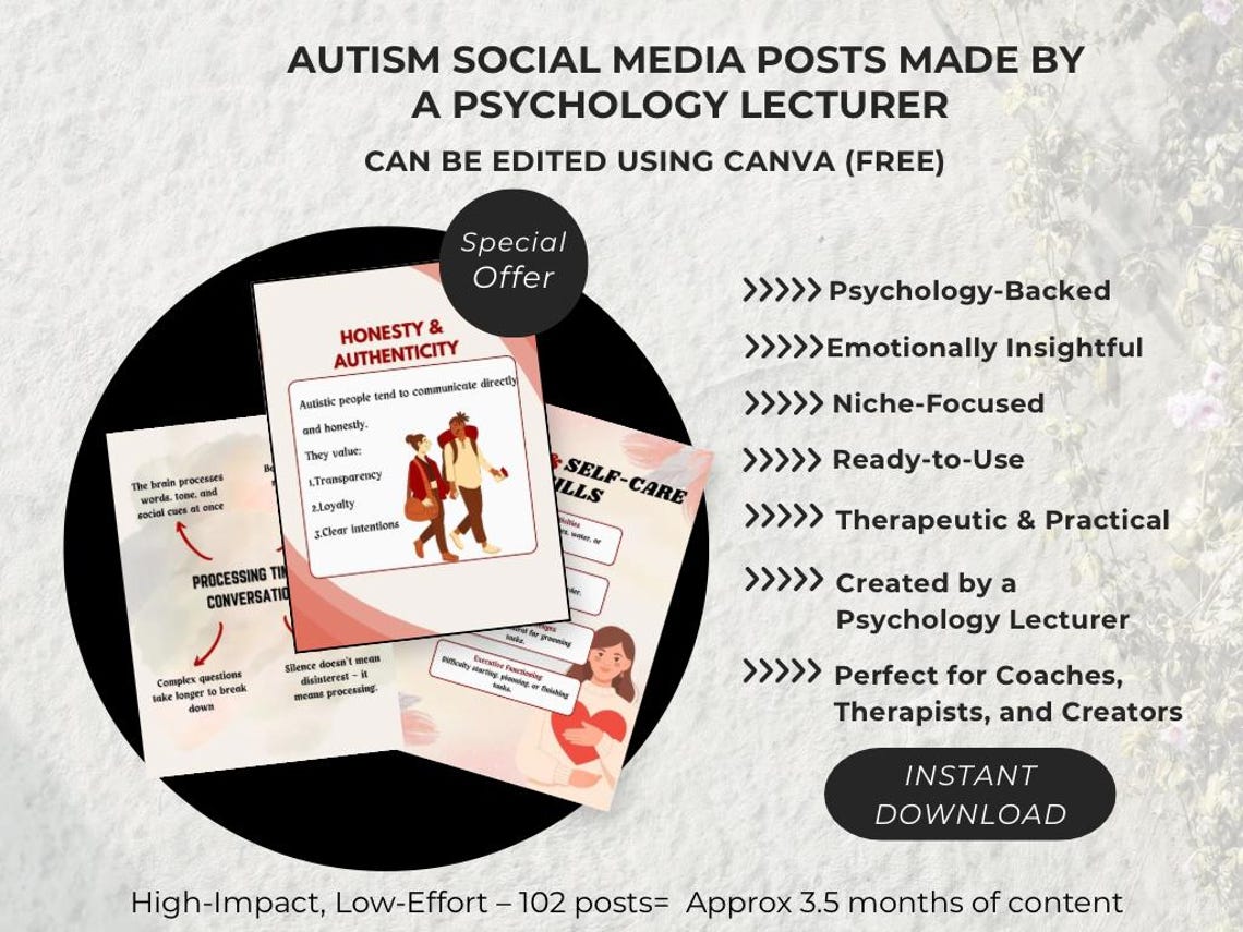 Autism Awareness Instagram Post Templates, Neurodiversity Content ...