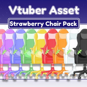 Strawberry Gaming chair Vtuber Assets, 9 colours PNG-tuber, Youtube, twitch, streamlabs, OBS