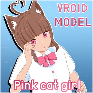 Stream Ready Premade Vtuber / VRM FILE ONLY / Pink Cat Girl