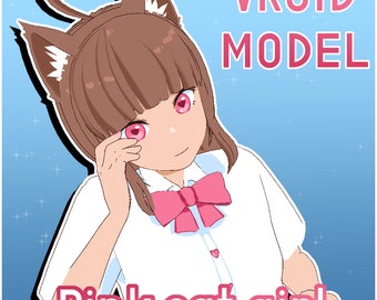 Stream Ready Vorgefertigte vtuber | VRM DATEI NUR | Rosa Katzenmädchen