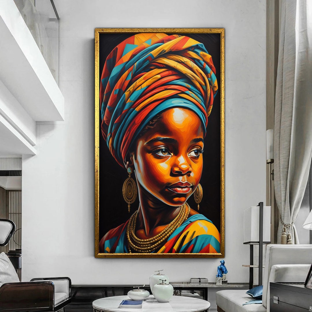 African Girl Painting,african Art, Colorful African Wall Art, Girl Face