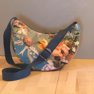 Handmade Canvas Moon Bag Crossbody Shoulder Tote Patchwork Hippie Festival Purse Bohemian Style Messenger