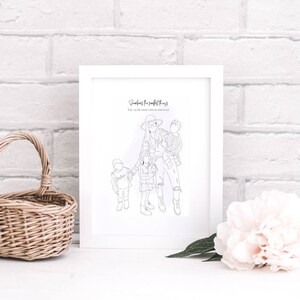 Custom Line Drawing, Custom Portrait, Custom Gift, Mother&#39;s Day Gift, Personalized Gift, Gift for Moms, Sketch from Photo, Digital Art