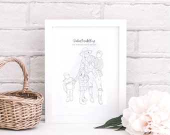 Custom Line Drawing, Custom Portrait, Custom Gift, Mother's Day Gift, Personalized Gift, Gift for Moms, Sketch from Photo, Digital Art