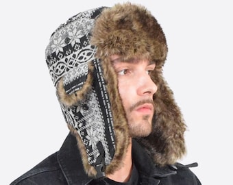 Trapper Hat, Bomber Hats, Faux Fur Lined, Thermal Winter Outdoor Activities for Unisex