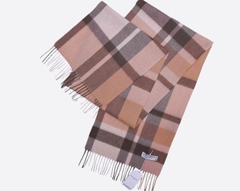 Mongolian Wool Scarf: Unisex Tartan Check, Soft Winter Wrap