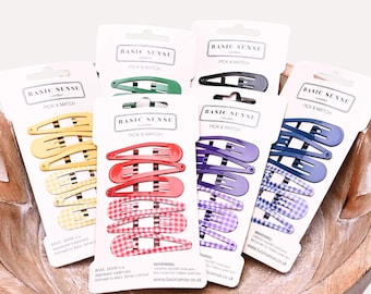 Gingham Check Metal Bobby Pins: School Hair Accessories (6pcs)