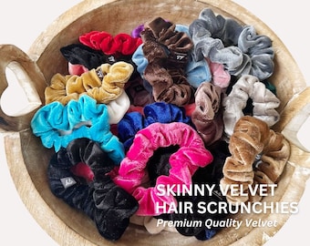Skinny Velvet Scrunchies: Small Hair Tie Set