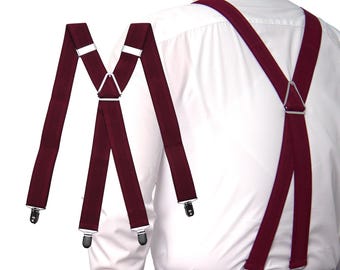 Men's Heavy Duty X-Back Suspenders: 35mm Wide Elastic Braces