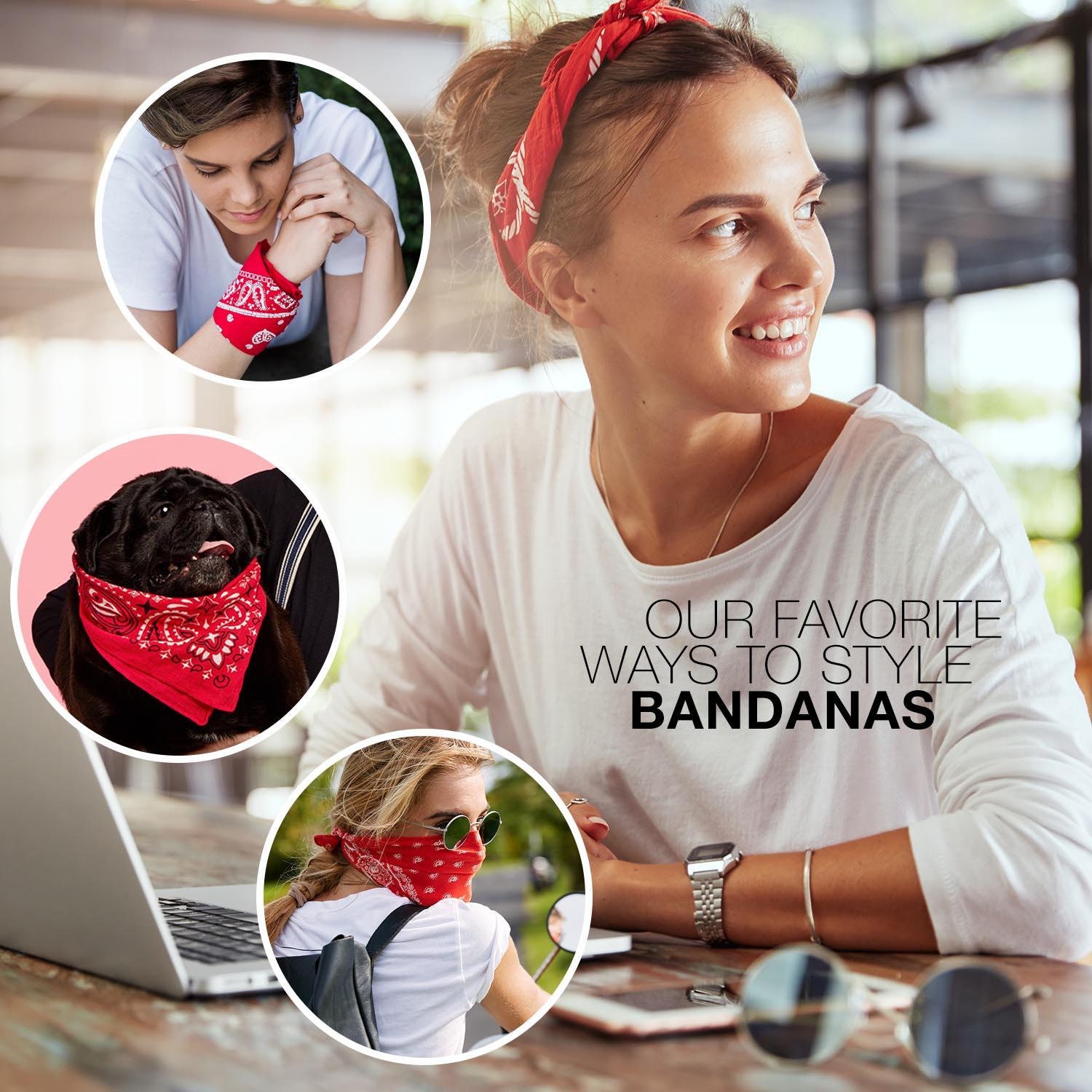 10 Pezzi Bandanas, Bandane in Multifunzionale,Set Bandane Colorate Multicolori Fazzoletti Testa, Bandana Fazzoletto per Capelli Collo Polso Testa Cravatta, Multicolore Bandana per Donna, Uomo, Bambini