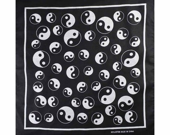 Yin Yang Bandana: Oriental Cotton Head Wrap, Neck Scarf