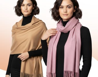 Premium Cashmere Feel Scarf, Luxury Pashmina Shawl & Wrap for Women for Weddings, Evening Dress Scarves