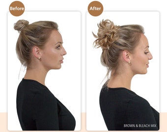BasicSense Curly Synthetic Hair Scrunchies Extension Scrunchie Bun Ponytail Holder Messy