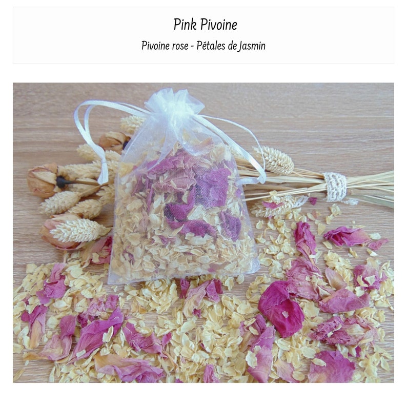 Dried Flower Confetti in an organza pouch Rose Lavender PEony Jasmine Wedding Confetti Potpourri Guest gifts Pink Pivoine