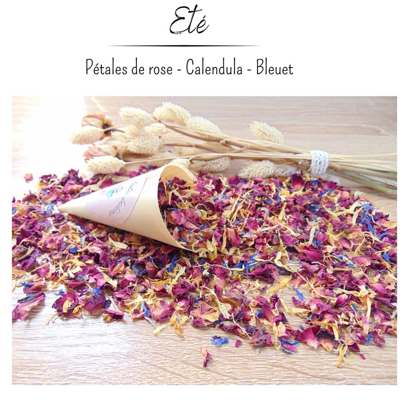 Petits cornets biodégradables avec confettis de fleurs séchées