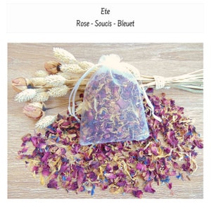 Dried Flower Confetti in an organza pouch Rose Lavender PEony Jasmine Wedding Confetti Potpourri Guest gifts Eté