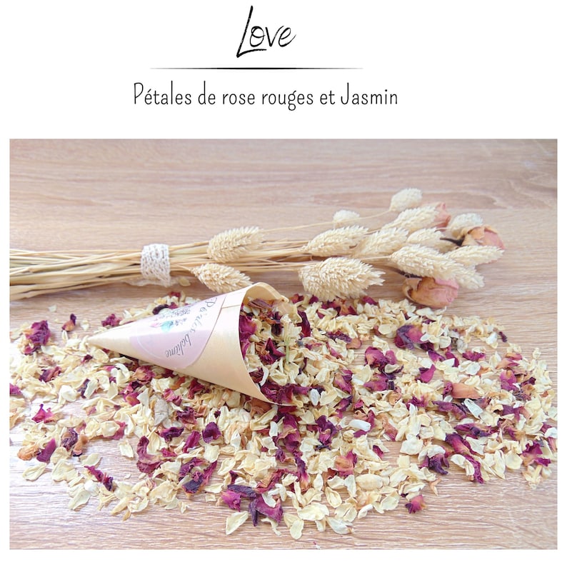 Petits cornets biodégradables avec confettis de fleurs séchées