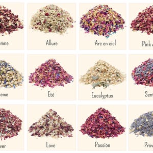 Confetti di fiori secchi, petali di fiori da matrimonio, petali di rosa naturali e biodegradabili, gelsomino e lavanda - Decorazione bohémien - Francia
