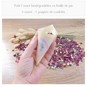 Petits cornets biodégradables avec confettis de fleurs séchées