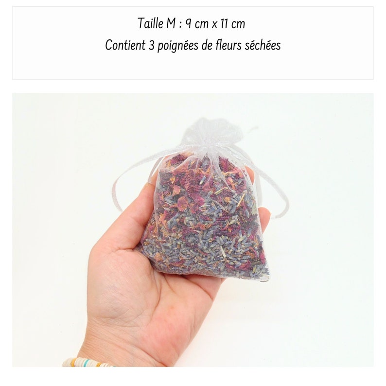 Sachet organza Confettis de fleurs séchées mariage , Rose Lavande