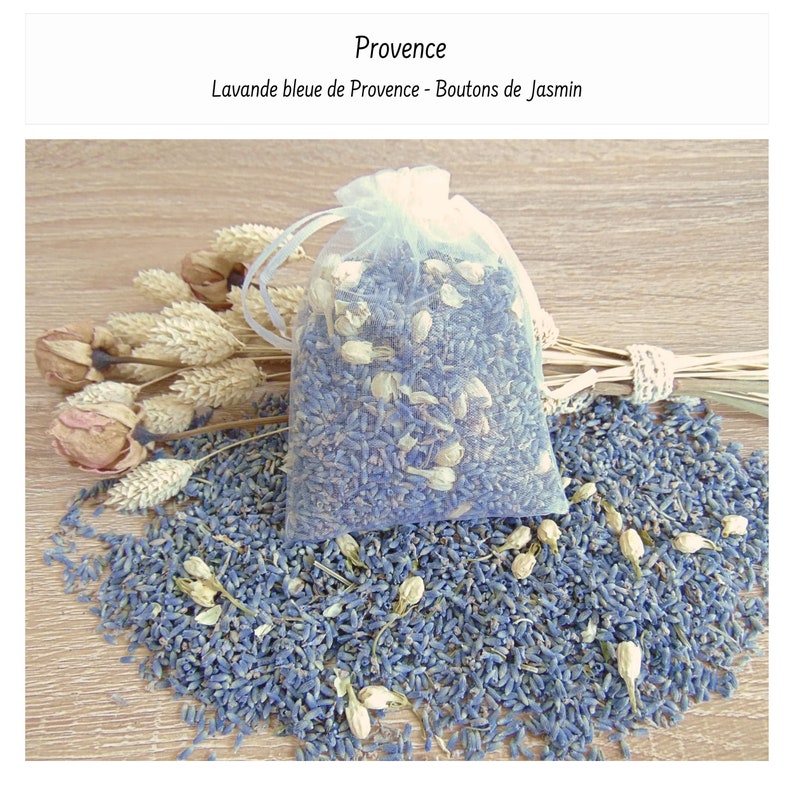 Sachet organza Confettis de fleurs séchées mariage: Lavande Jasmin