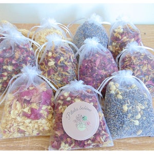 Coriandoli di fiori secchi in un sacchetto di organza - Rosa - Lavanda - Peonia - Gelsomino - Confetti di nozze - Potpourri - Regali per gli ospiti