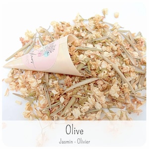 Dried flower confetti for weddings with cones - Natural and biodegradable. Rose, jasmine, lavender, eucalyptus, and marigold petals - France Olive