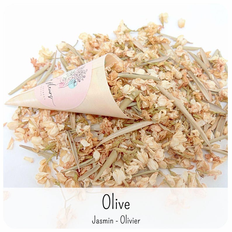 Dried flower confetti for weddings with cones - Natural and biodegradable. Rose, jasmine, lavender, eucalyptus, and marigold petals - France Olive
