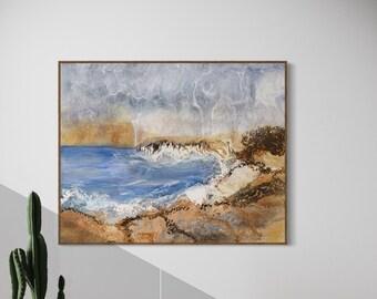 Large Landscape Painting, Large wall art, Coastal Art, Large Abstract Painting, Printable Art, Minimal Wall Art, 28x36 Wall Art, RM Pirtea