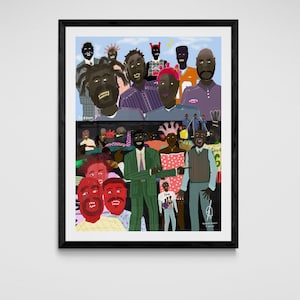 Black animation, colorful black art, dreadlocks art, Haitian art, black business gift, hbcu art, coua art, wall art, black Christmas gifts