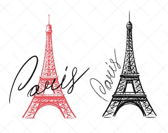 PARYŻ Wieża Eiffla clipart. Symbol Francji wydruk SVG. Ilustracja wektorowa narysowana w stylu szkicu