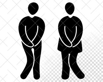 WC sign man and woman. Funny symbols for toilet door clipart. Restroom, hygiene SVG vector
