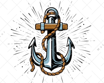 Kotwica retro wektor. Szkic vintage. Symbol morski SVG. Kotwica rysunek clipart