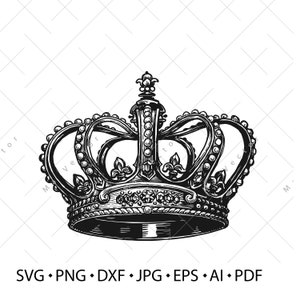 Crown vector.  King&#39;s crown vintage sketch drawing clipart. Digital illustration