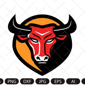 Bull SVG. Bull head svg vector. Aggressive bull Emblem or mascot. Digital graphics
