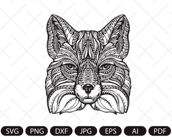 Fox SVG. Głowa lisa SVG. Szkic twarzy lisa. Sztuka leśna wektor