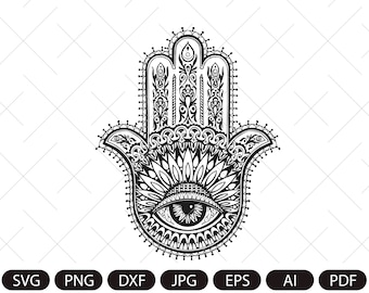 Indian hamsa SVG. Ethnic ornaments SVG. Hand of Fatima