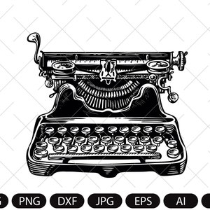 Macchina da scrivere retrò in stile vintage. Illustrazione vettoriale disegnata a mano. Illustrazione vettoriale digitale png,svg,pdf,dxf,ai,eps,jpeg