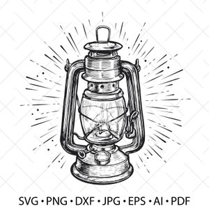 Kerosene lamp retro vector. Old vintage lantern drawn in engraving style. Sketch. SVG drawing clipart