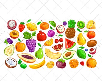 Fruits and berries. Fruits and berries vintage sketch drawing clipart. Digital illustration