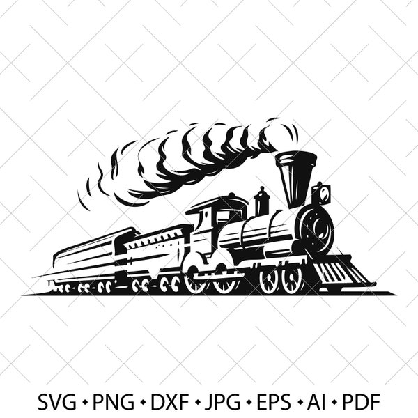 Steam locomotive retro vector. Vintage transport old train. SVG drawing clipart