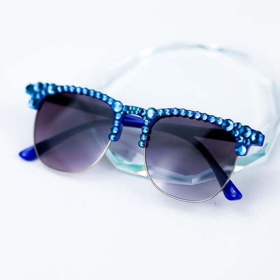 Blue Bling Shades Blue Rhinestone Sunglasses (stand Out & Sparkle!) - Etsy Israel main image 4