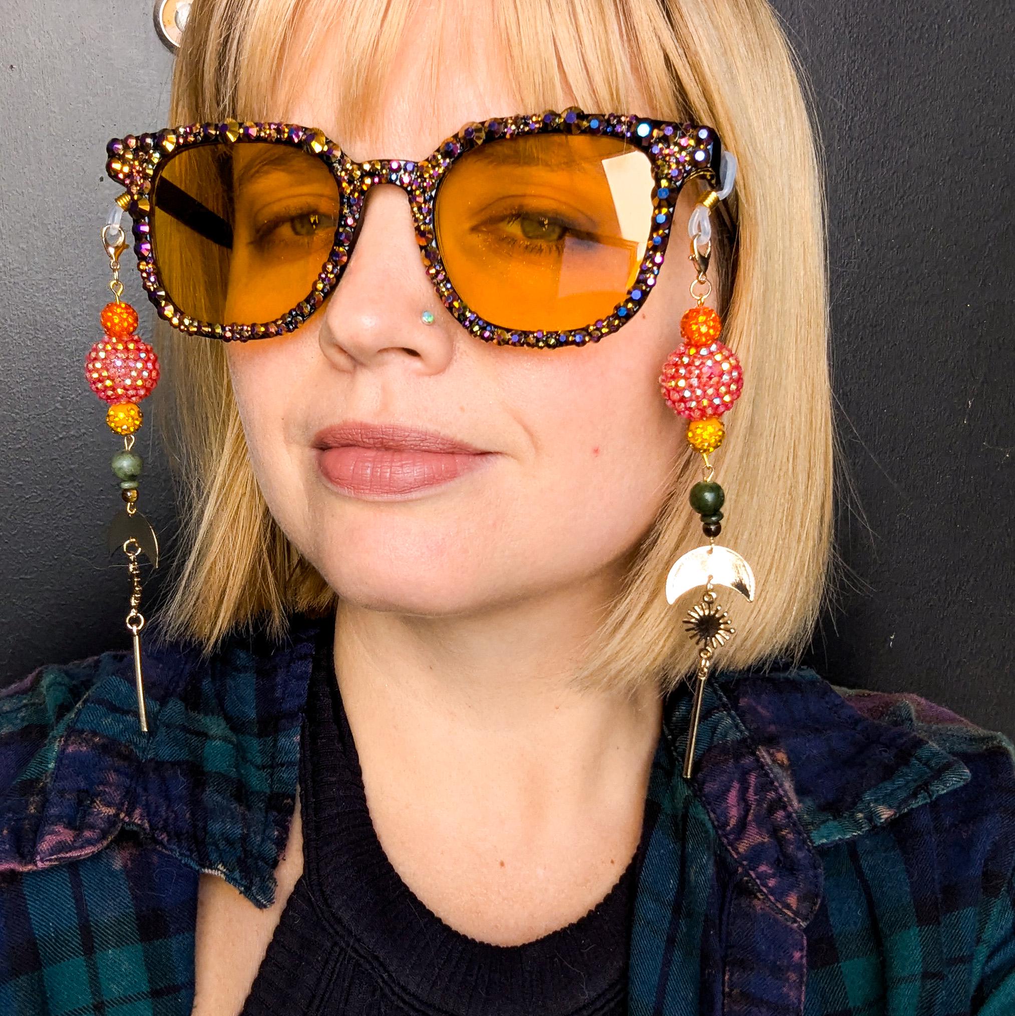 Rhinestone Tassel Sunglasses - Etsy