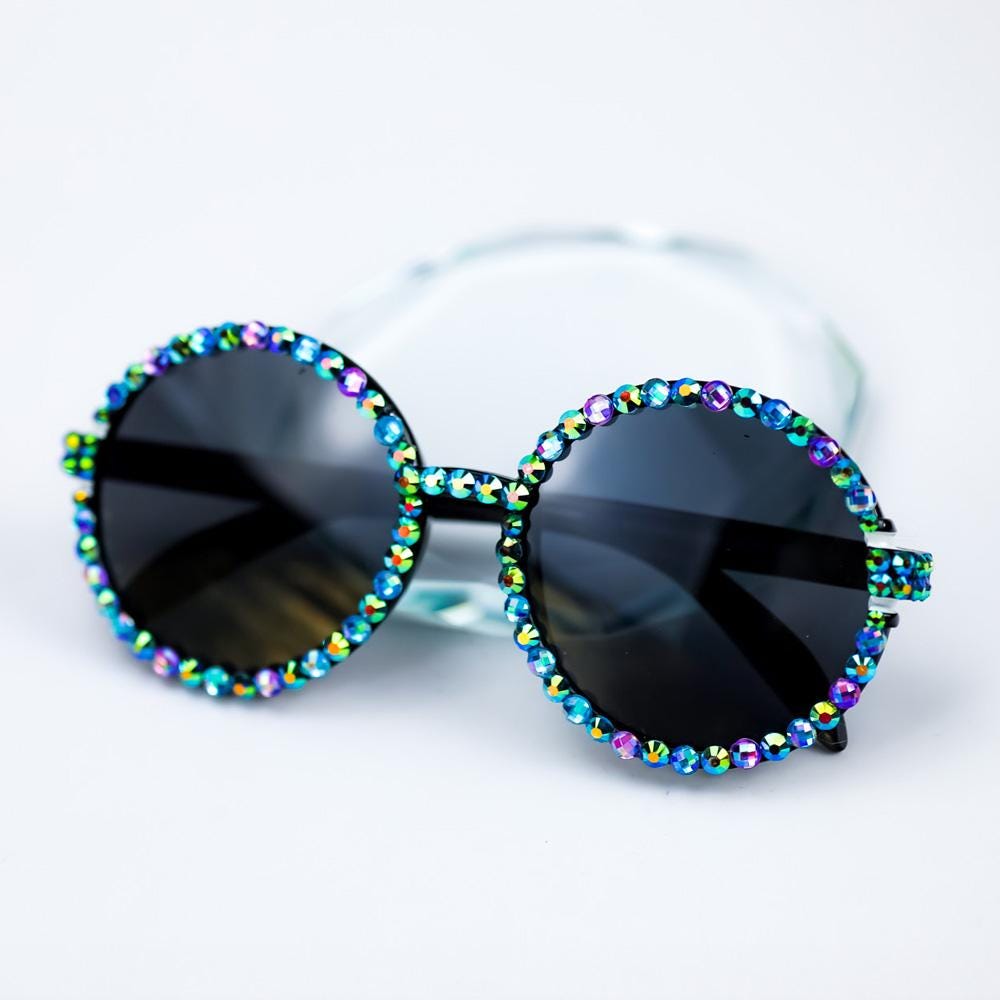 Rainbow Jelly Oversized Round Sparkle Sunglasses / Handmade  display picture 2