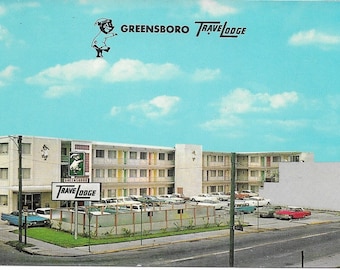 Greensboro Travel Lodge Vintage Postcard, North Carolina Motel, 1970s, USA